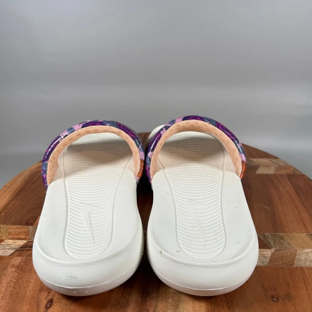 Nike Victori One Floral Print Slide Sandals Womens 8 White Purple CN9676-600